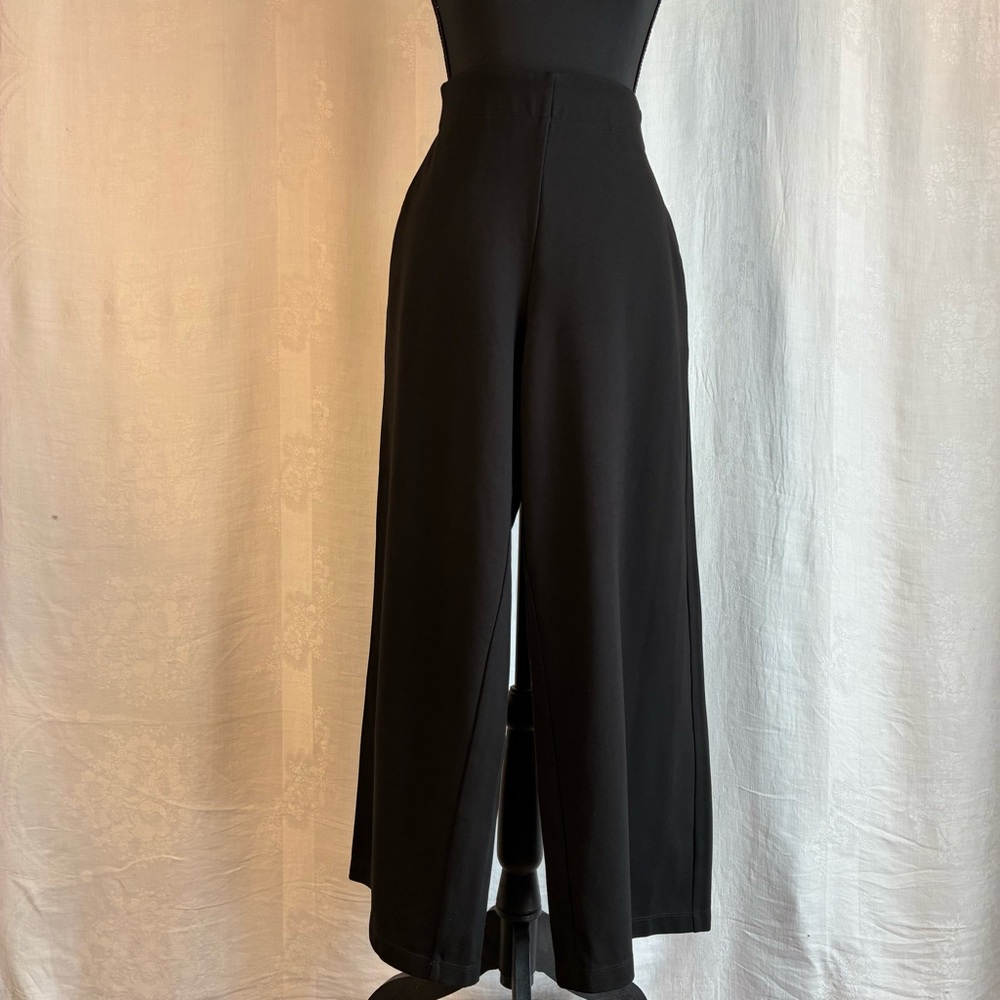 Max Studio Black Wide-Leg Culottes High Waist Pleated Pants Size L